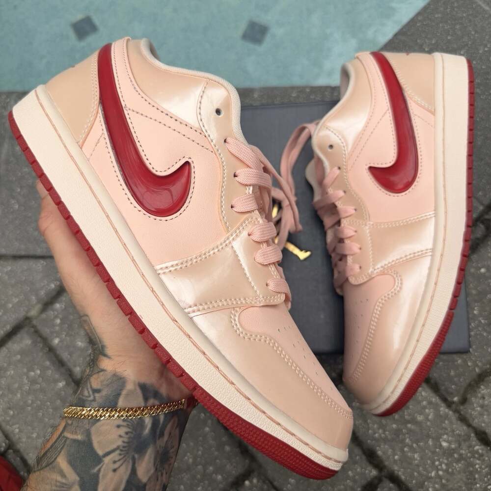 NIKE WOMEN’S AIR JORDAN 1 LOW SE SHOES PATENT VALENTINE’S DAY HF3174-600 11.5